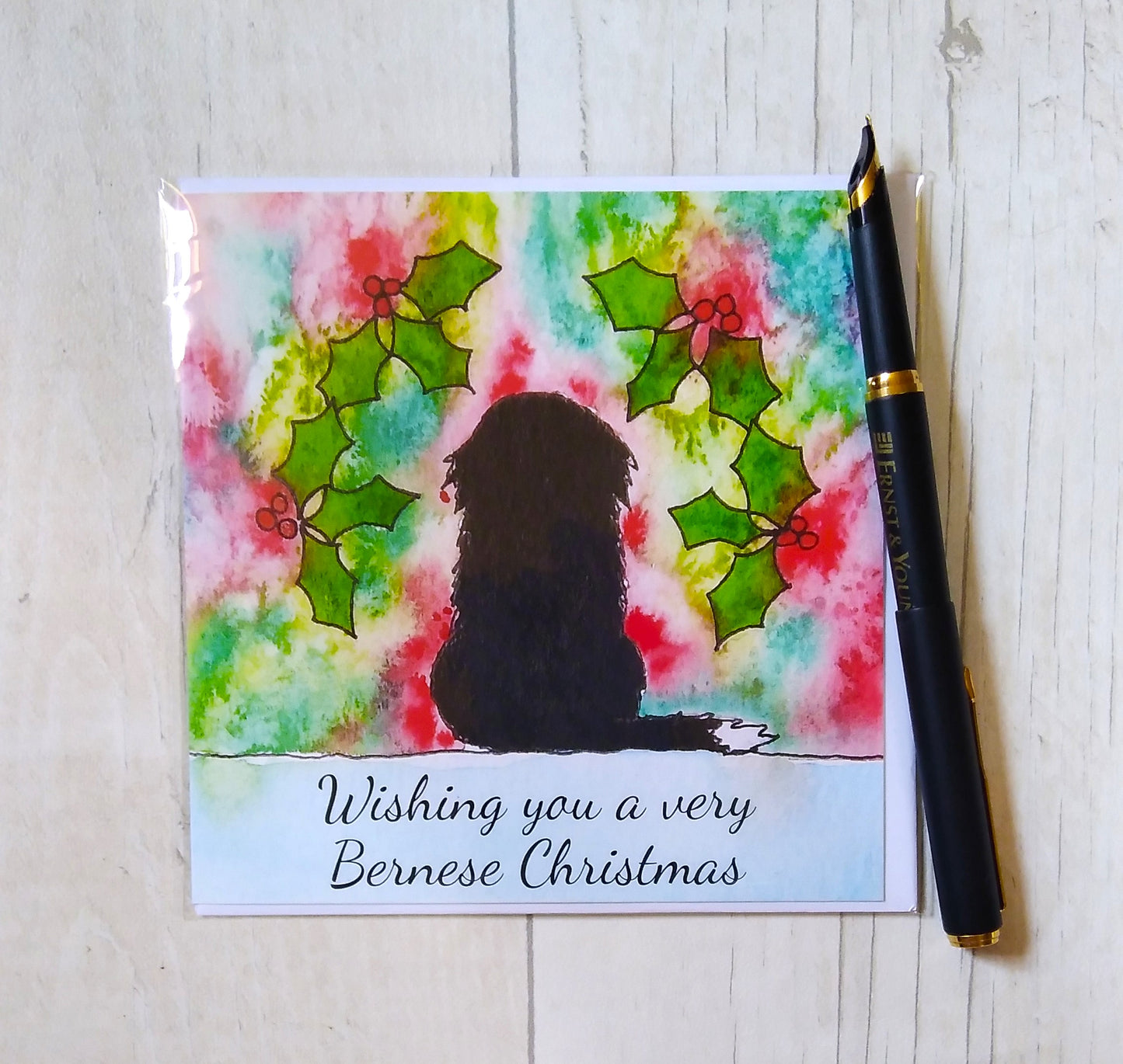 Bernese Mountain Dog Christmas Card -Bernese Christmas