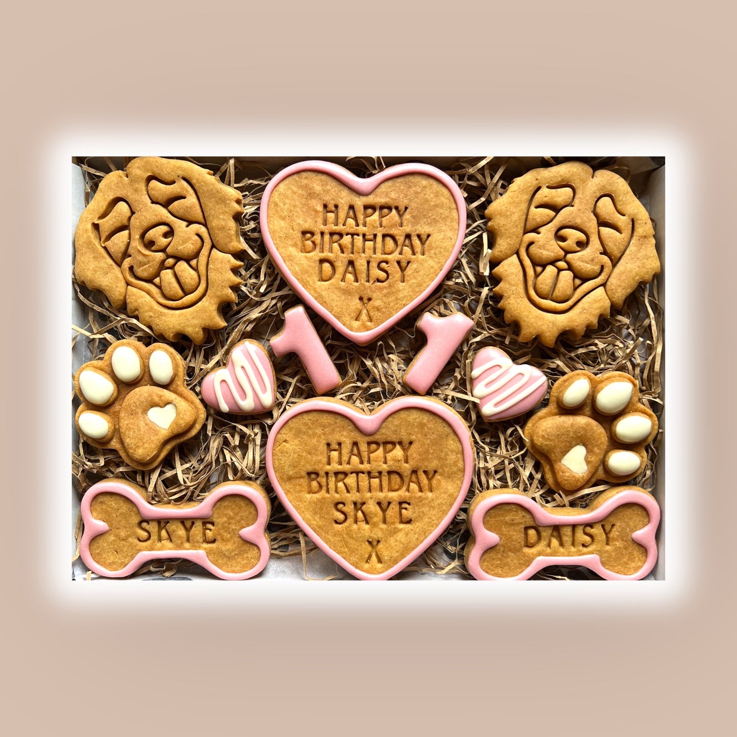 Duo Dog Personalised Birthday Gift Box with Breed Faces