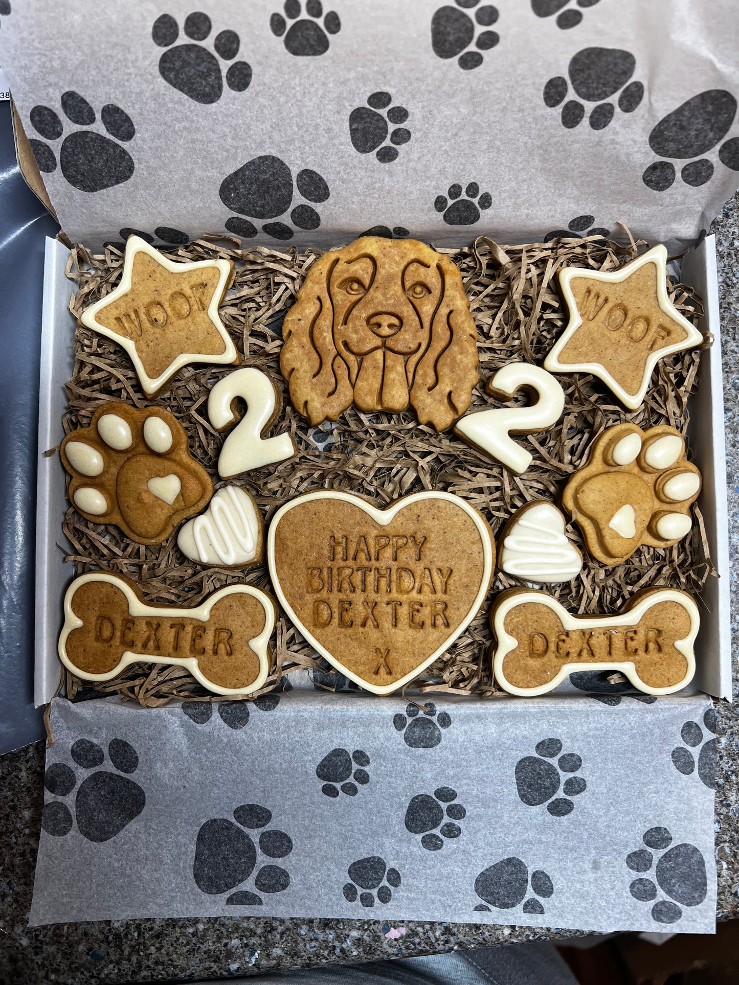 Personalised Birthday Biscuit Gift Box (Grain Free Peanut Butter & Honey)