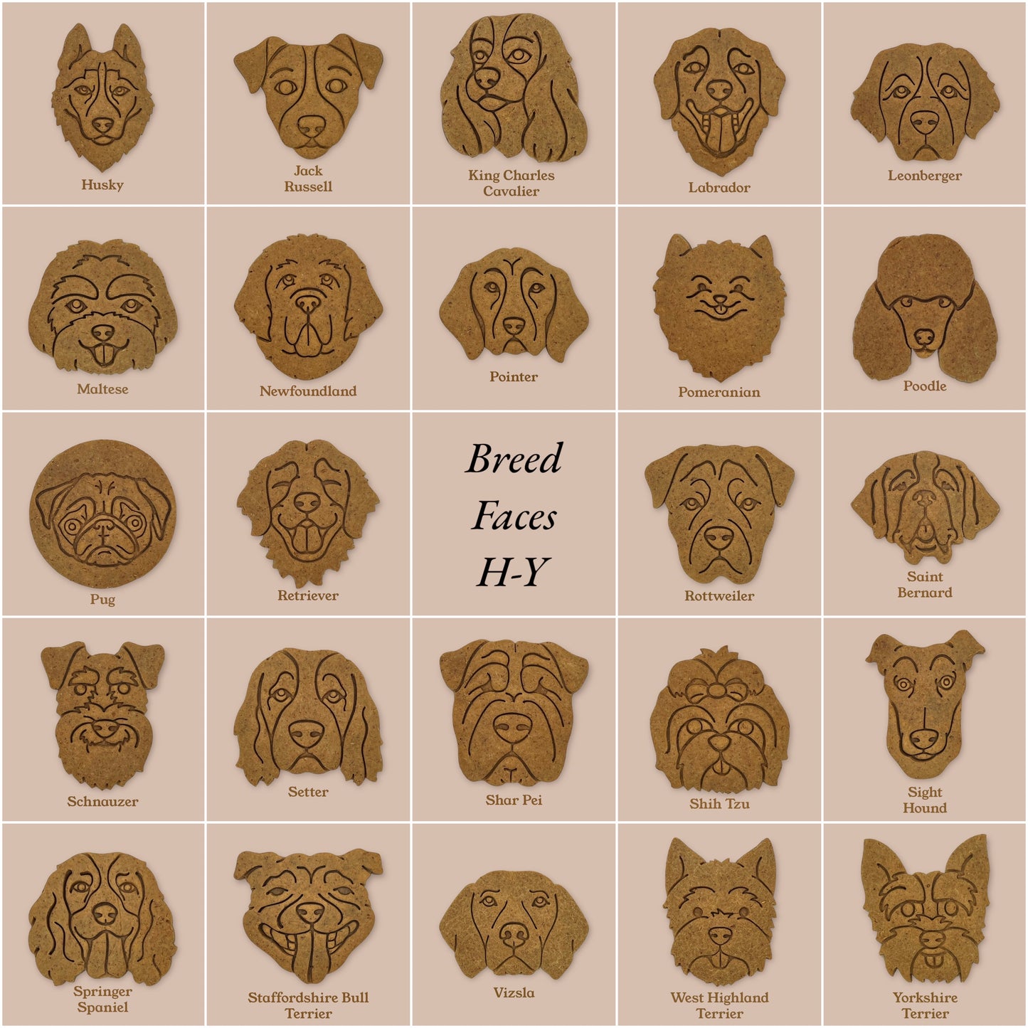 Breed Faces - Pack of 4 (Grain Free Peanut Butter & Honey)