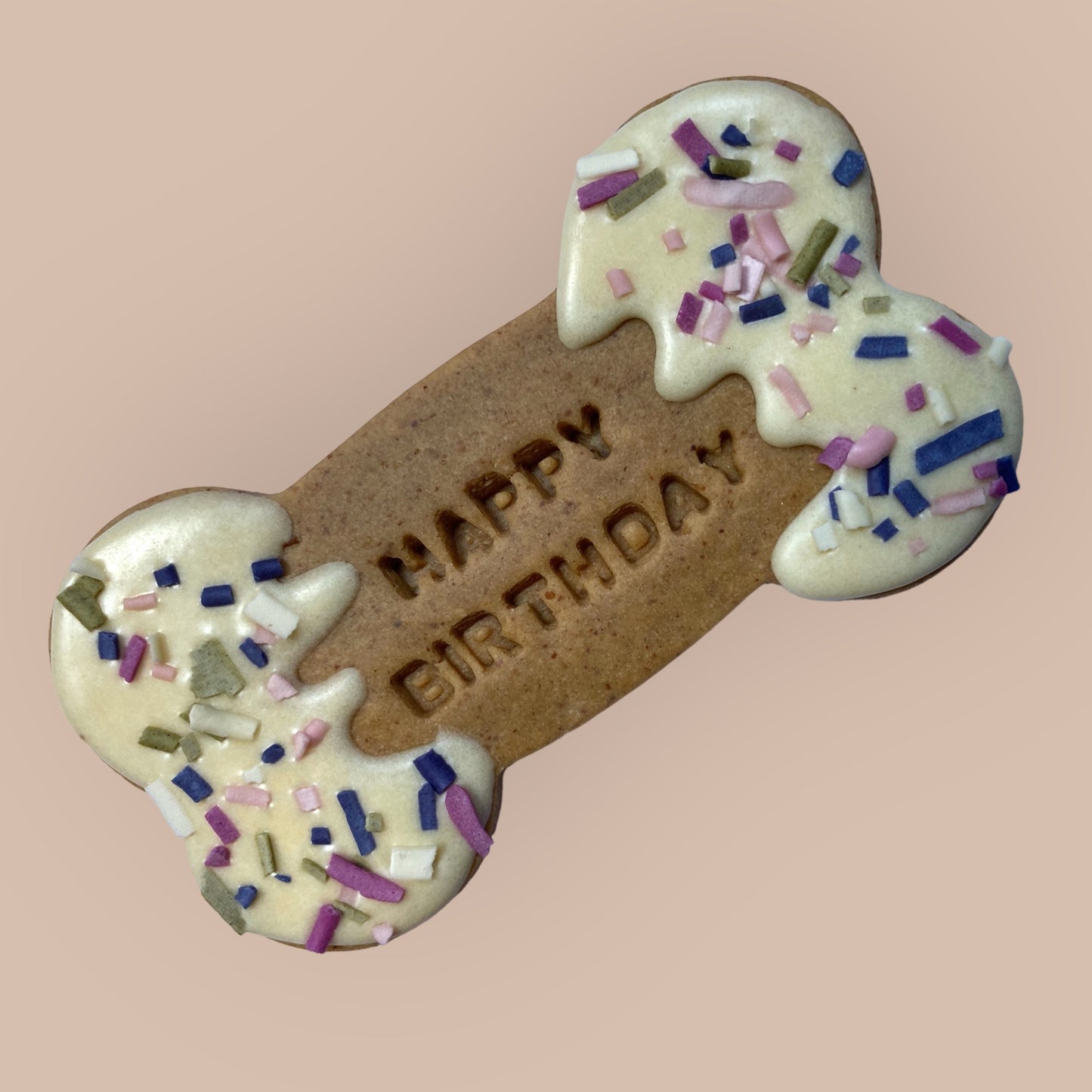 Iced Happy Birthday/Gotcha Day/Personalised Bone (Large)